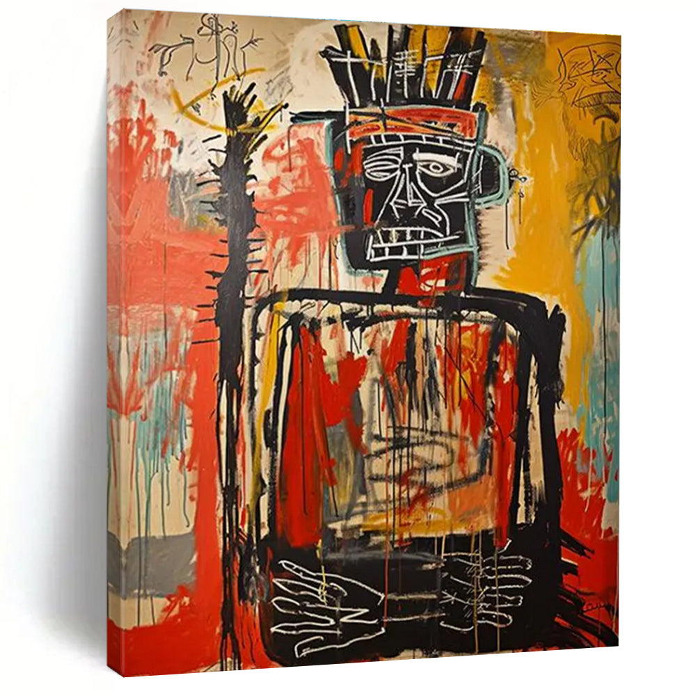 Tribal Figure with Headdress Abstract Painting for Cultural - Art Spaces HENG108