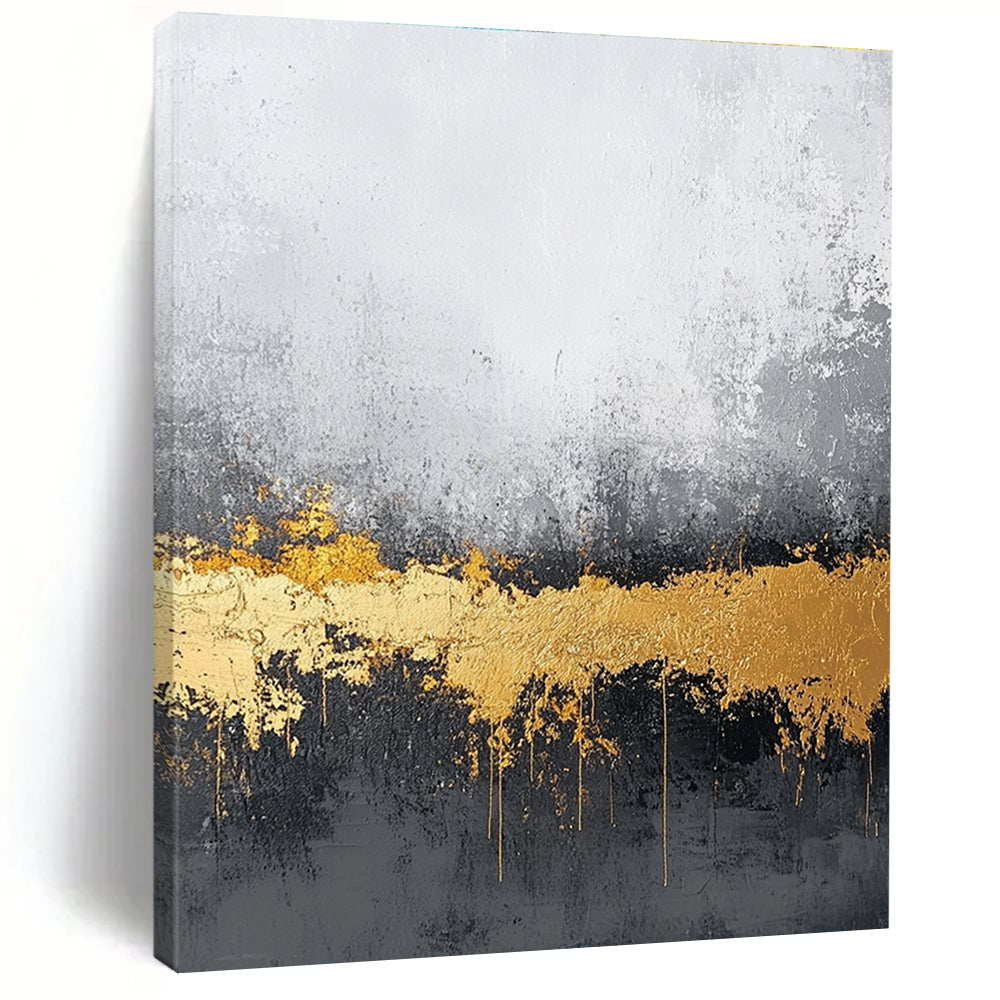 Industrial Chic Abstract Painting with Gold Drips GAB0663