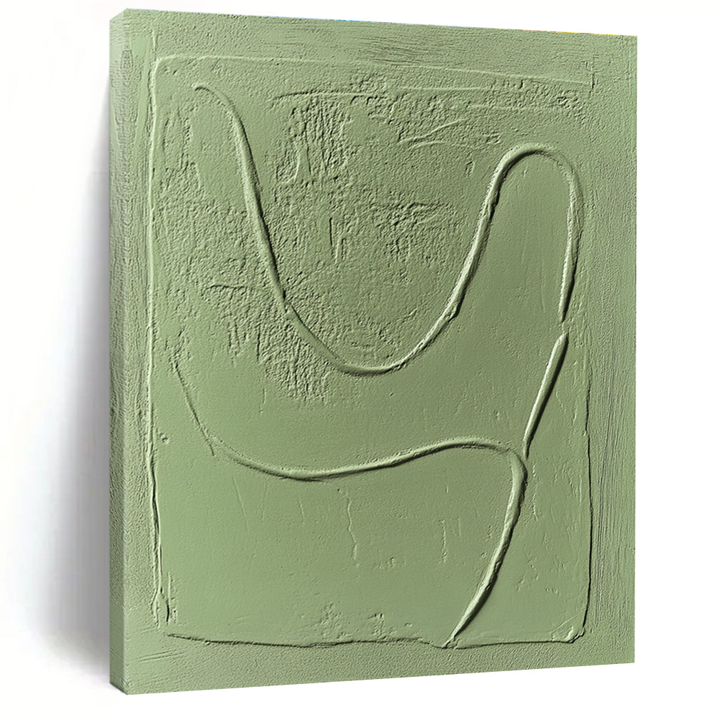 Light Green Textured Forms Painting of Tactile Minimalism GAB0143