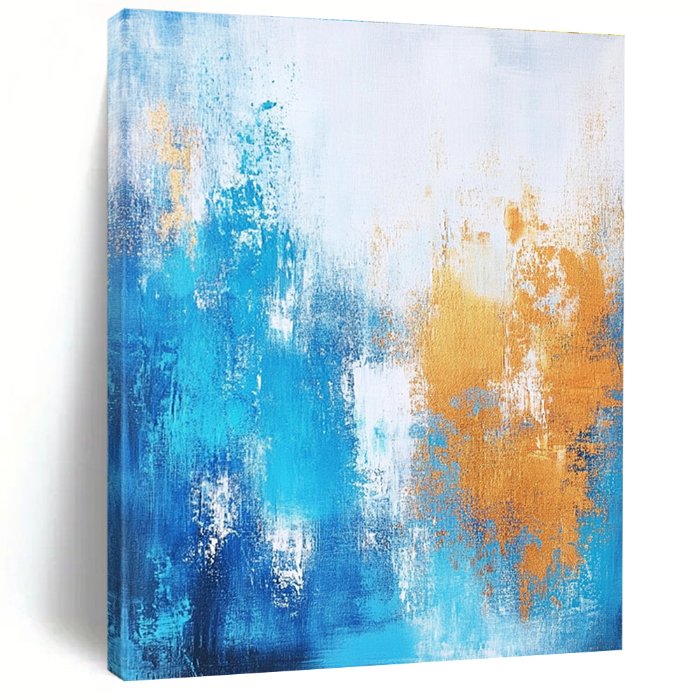 Blue - Gold Abstract Textures Painting with Tactile Luxury WINK383