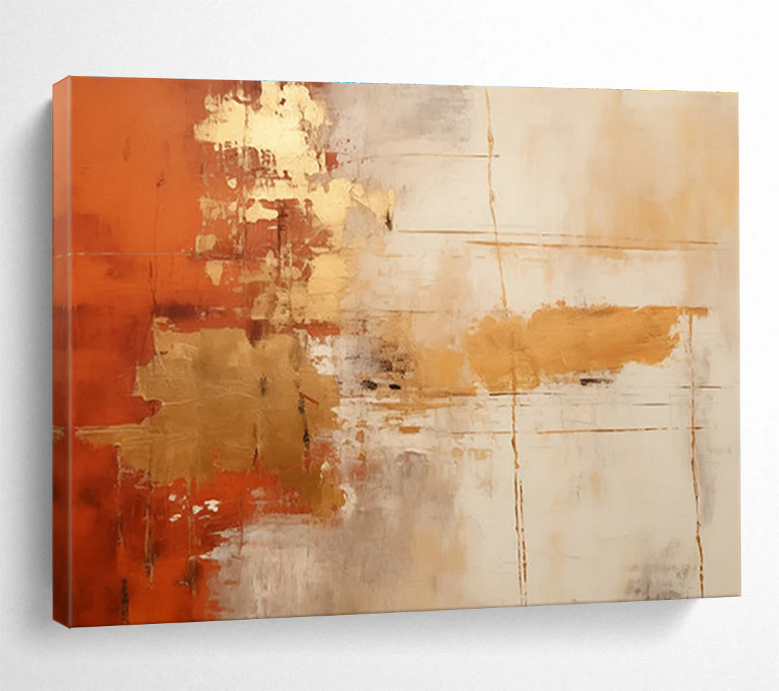 Orange - Gold Abstract Painting for Warm Interiors YHT093
