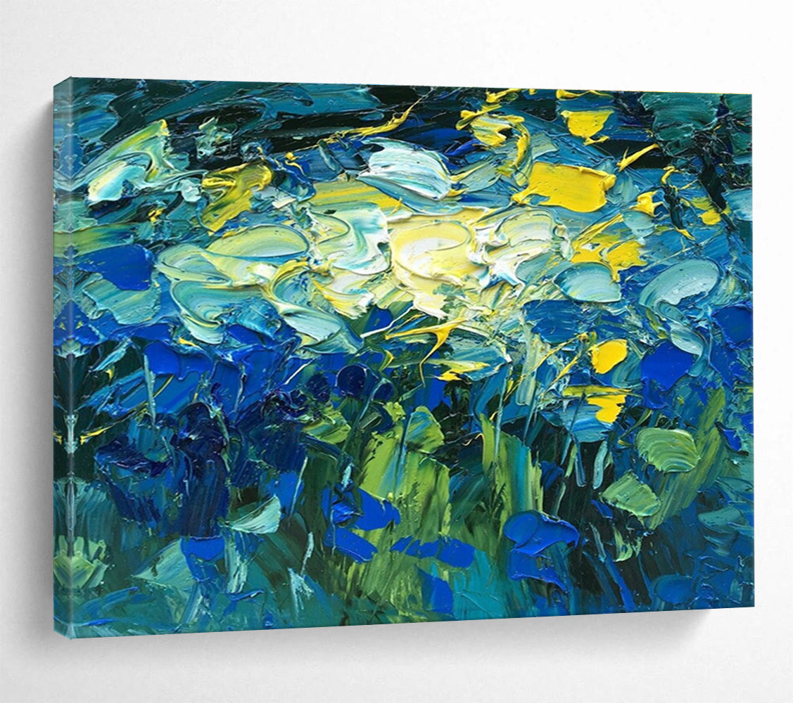 Blue Flowers Abstract Painting for Art Galleries’ Floral Exhibitions YHT483