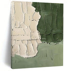 Textured Green and Beige Abstract Painting for Minimalist Bedrooms HENG501