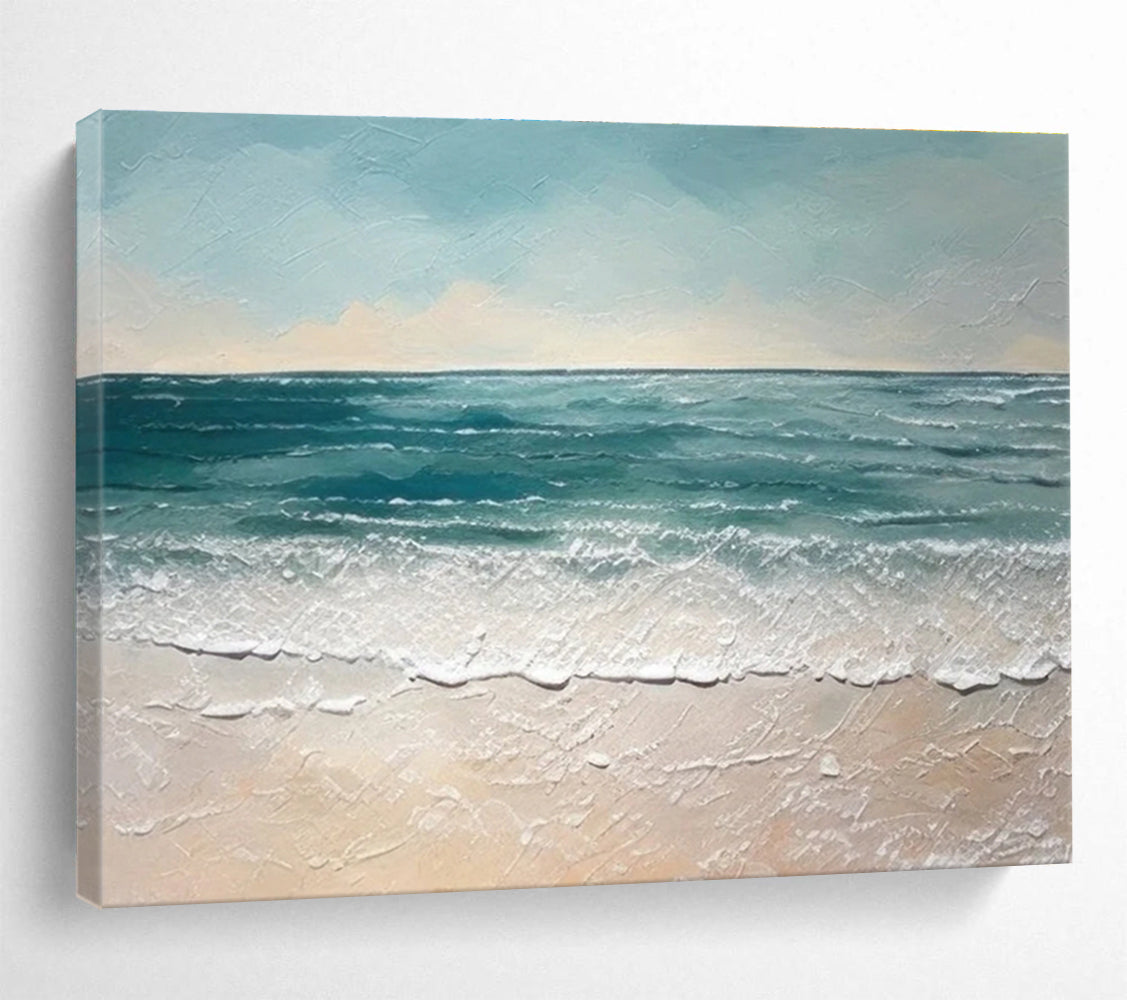 Textured Seaside Scene Abstract Painting for Coastal Vibes YHT061