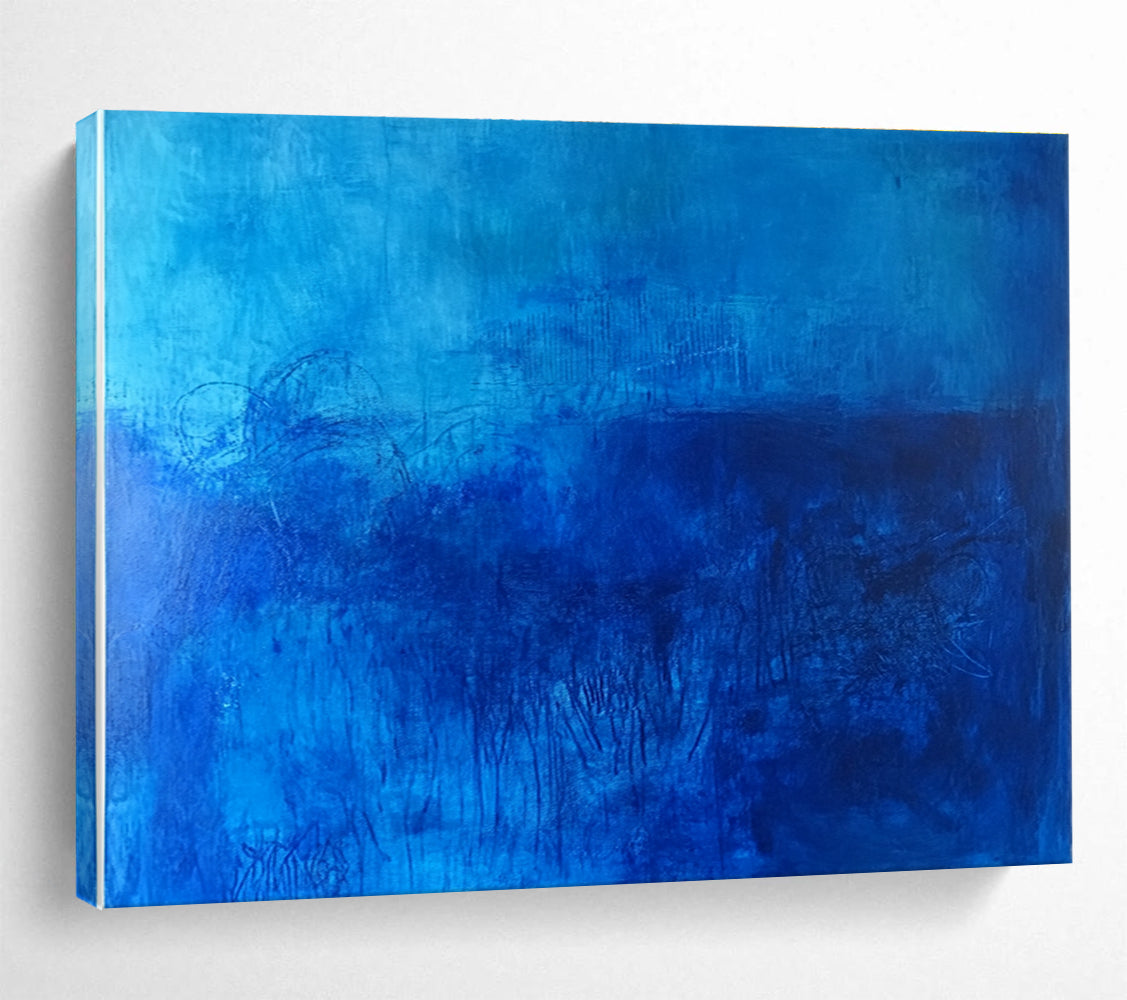 Mysterious Monochromatic Blue Abstract Painting ABS197