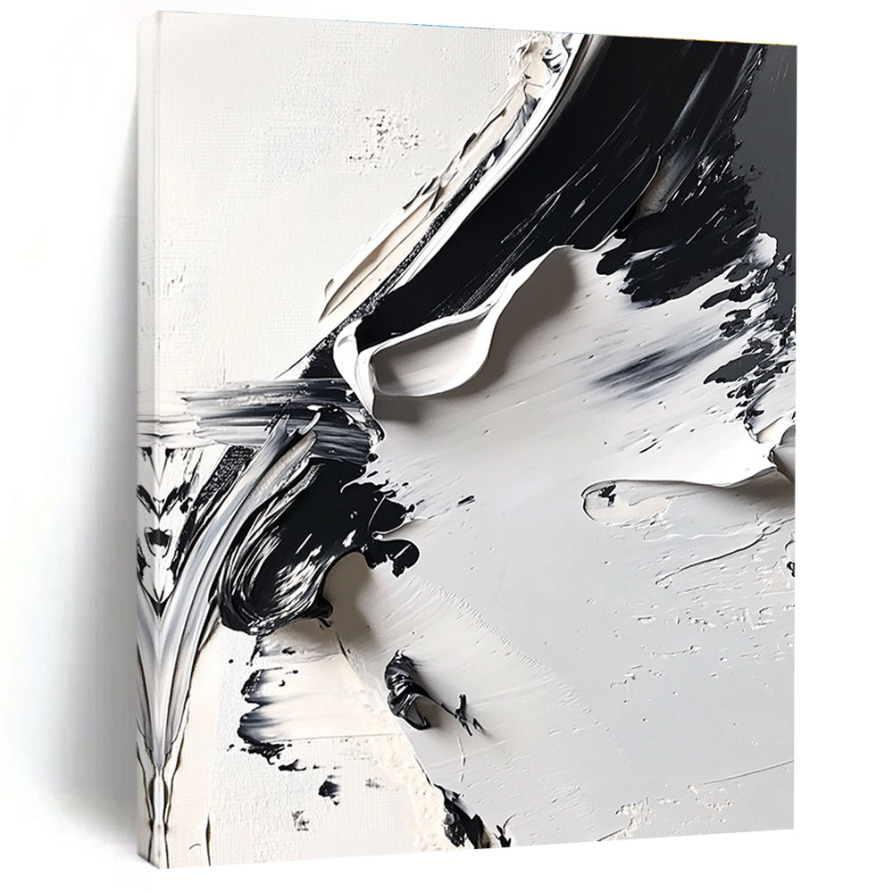 Black and White Textured Abstract Painting for Industrial - Chic Lofts GAB0994