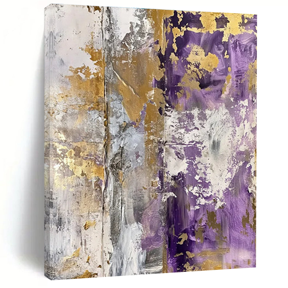 Purple - Gold - Gray Abstract Painting for Upscale Event Venues HENG134