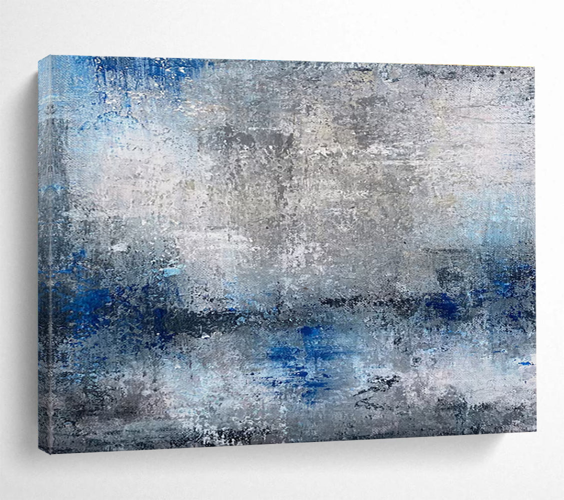 Gray and Blue Abstract Textures Painting for Serene Office Environments YHT341
