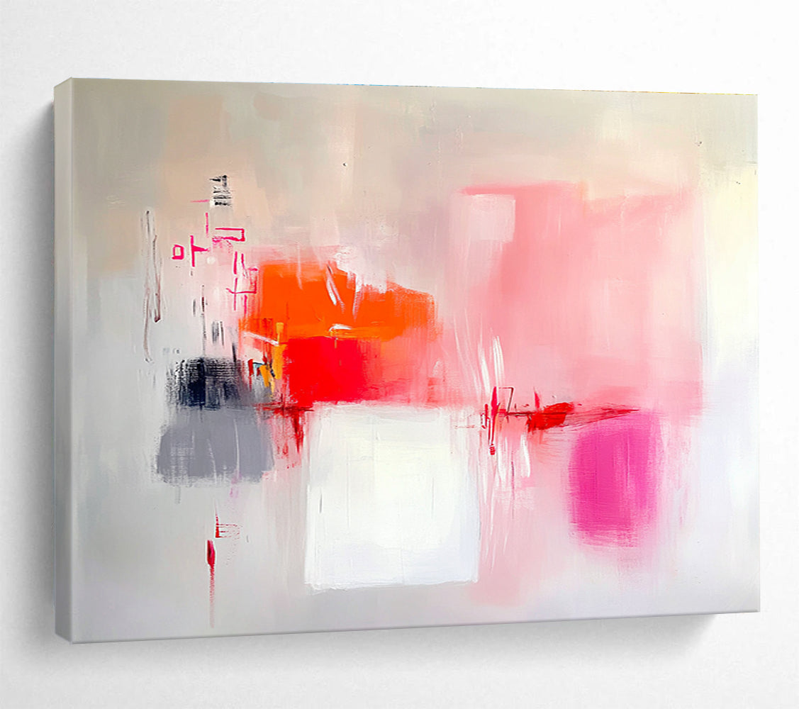 Pink - Orange Tones Abstract Painting with Expressive Brushstrokes ABS401