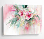 Pink Floral Watercolor Abstract Painting with Lively, Dripping Blooms ABS449