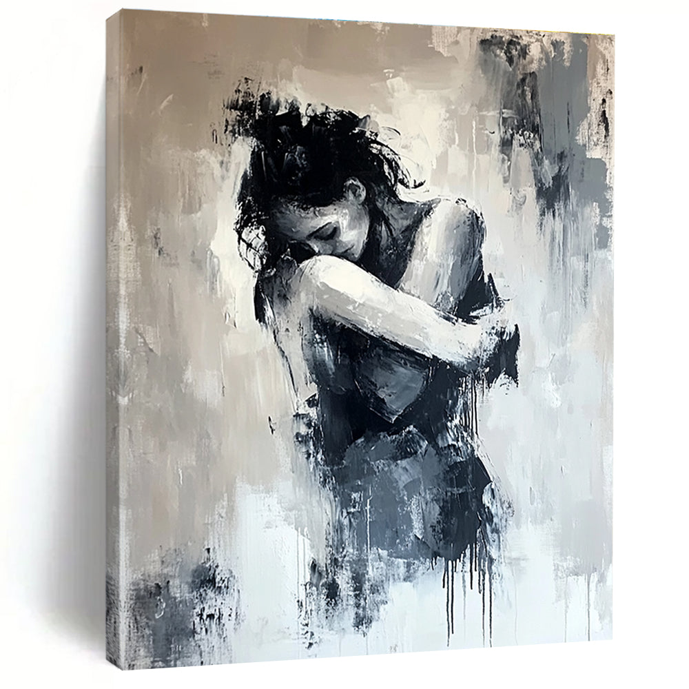 Monochrome Figure Abstract Painting for Emotional Impact GAB0717