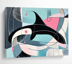 Geometric Orca with Pastel Shapes Abstract Painting ABS343