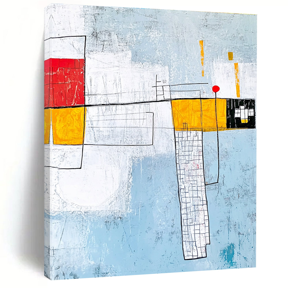 Red - Yellow Abstract Composition Painting for Industrial - Chic Lofts GAB1152