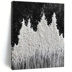 White Powder Trees Whimsical Abstract Painting for Cozy Corners GAB1536