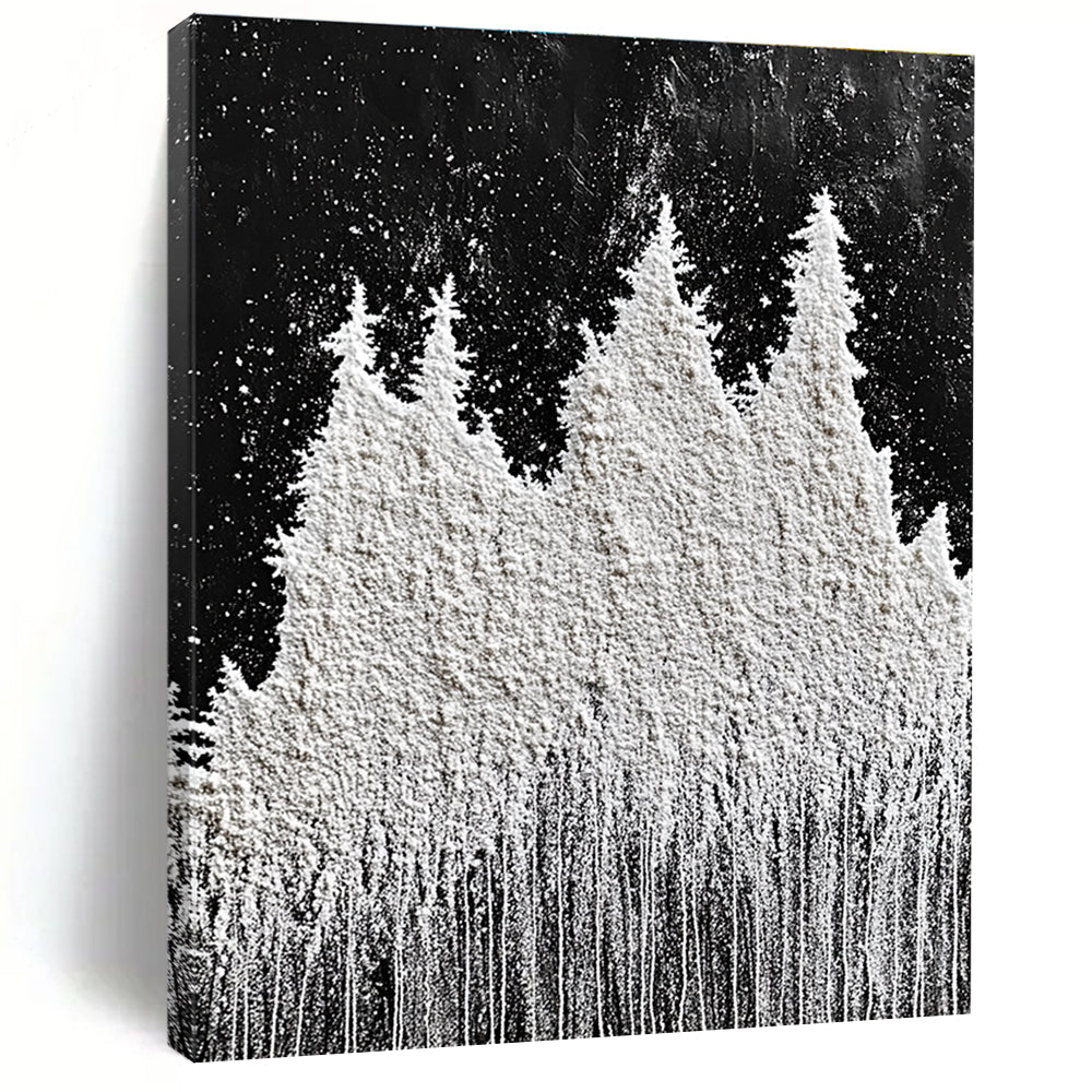 White Powder Trees Whimsical Abstract Painting for Cozy Corners GAB1536
