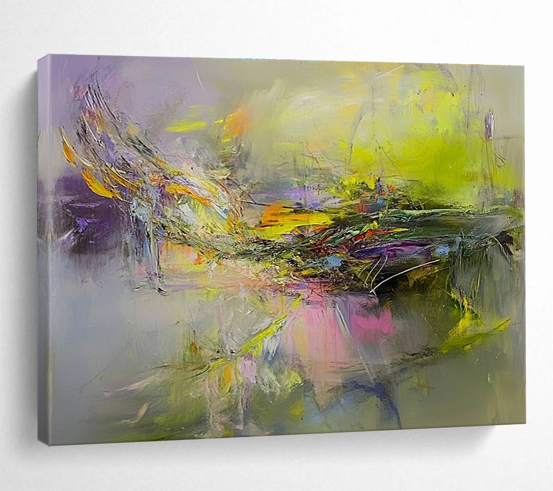 Bright Color Fusion Abstract Painting with Vivid, Harmonious Blends ABS463