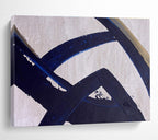 Dark Blue Abstract Lines Painting for Modern Corporate Lobbies YHT350