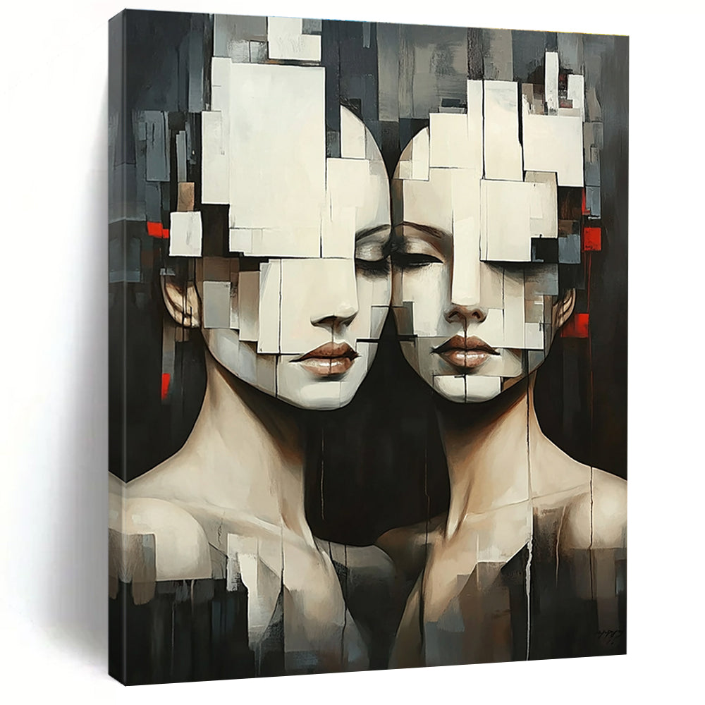 Cubist Faces Modern Abstract Painting for Contemporary Art Lovers GAB1494