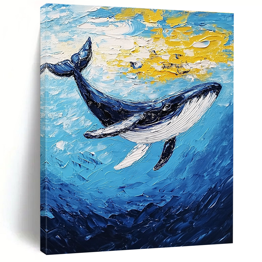 Blue Whale in Ocean Abstract Painting of Marine Majesty GAB0190