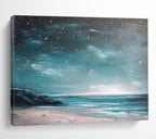 Celestial Beachscape Painting with Calm Mysterious Tones ABS556