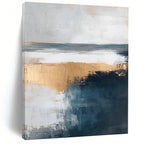 Gold and Blue Abstract Landscape - Elegant Minimalist Abstract Art GAB0459