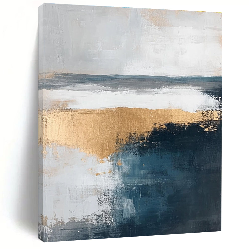 Gold and Blue Abstract Landscape - Elegant Minimalist Abstract Art GAB0459