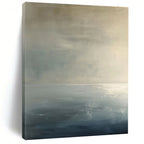 Subtle Monochromatic Sea Abstract Painting for Serene Bedrooms HENG299