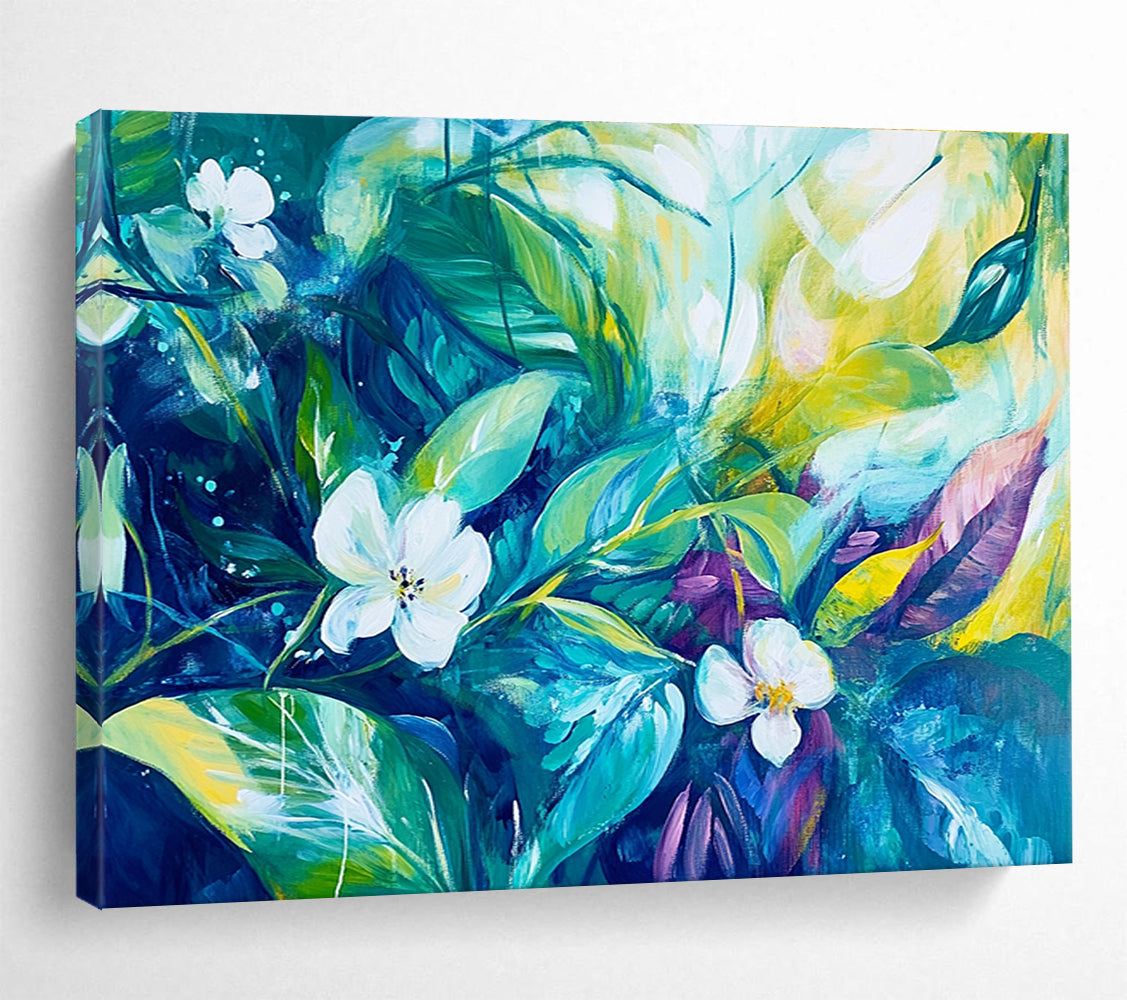 Turquoise Floral Abstract - Nature's Vibrant Whispers ABS023