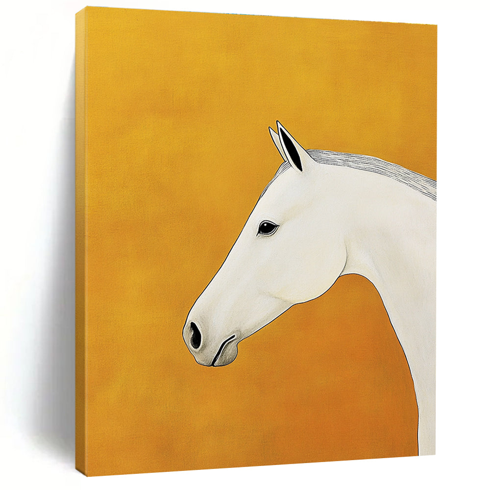 White Horse Portrait Stylized Equine Abstract Painting GAB0229