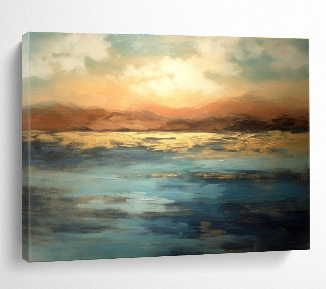 Sunset Lake Abstract Painting for Relaxing Spaces YHT065