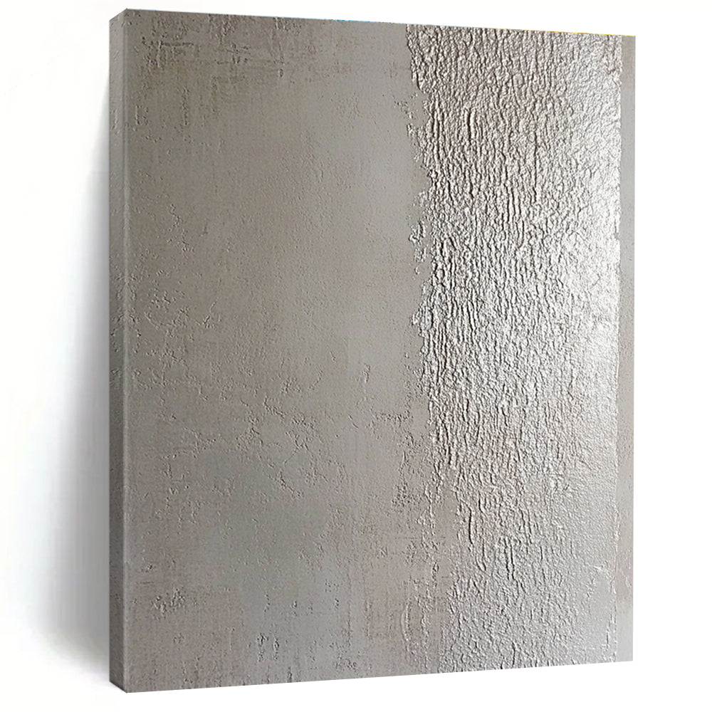 Silver Textured Divide Minimalist Abstract Art GAB0378