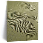 Green Wavy Textured Art Organic Abstract Painting for Nature - Inspired Interiors GAB1404