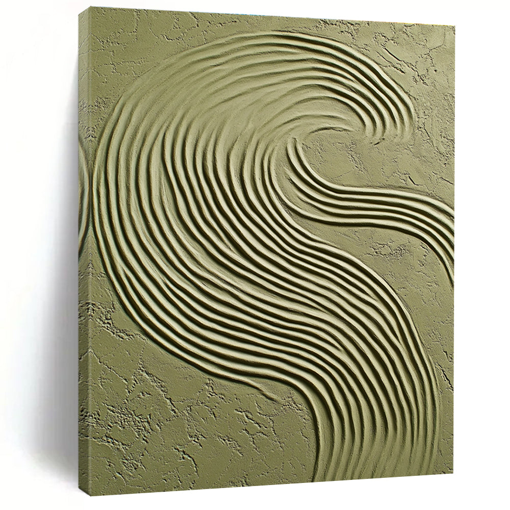 Green Wavy Textured Art Organic Abstract Painting for Nature - Inspired Interiors GAB1404