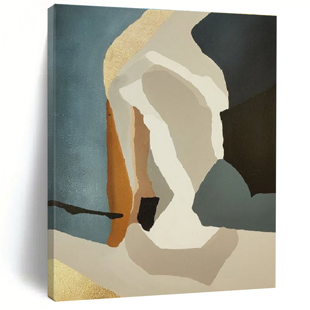 Geometric Shapes in Neutral Tones Abstract Painting for Modern Office Waiting Areas HENG145