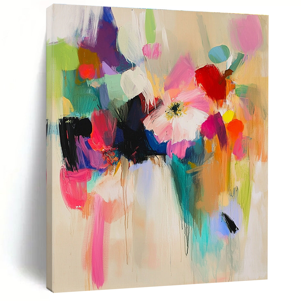 Colorful Floral Abstract Painting for Bohemian - Style Living Rooms GAB1240