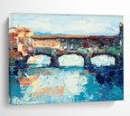 Ancient Bridge Abstract Painting for Riverfront Restaurant Dining Areas YHT455