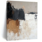 Black Brown White Abstract Painting with Rustic Simplicity WINK473