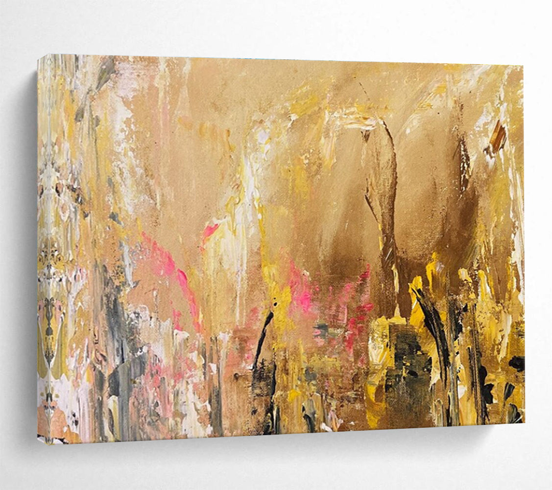 Beige and Colorful Abstract Painting for Bohemian - Styled Homes YHT378