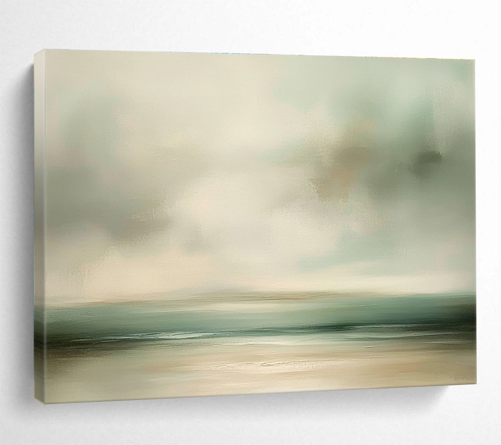 Soft - Toned Coastal Serenity Abstract Painting with Airy Brushstrokes ABS230
