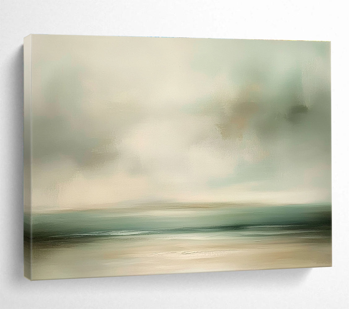 Soft - Toned Coastal Serenity Abstract Painting with Airy Brushstrokes ABS230