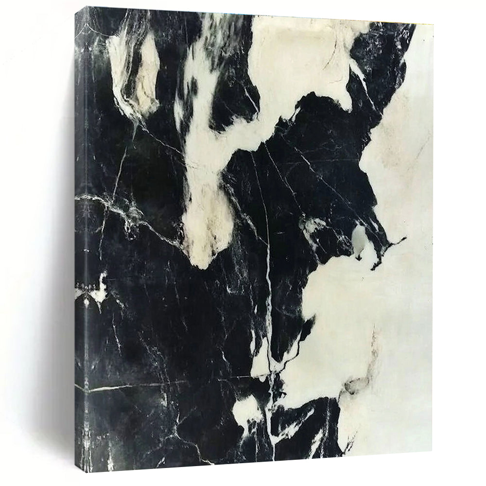 Black and White Marble - like Abstract Painting with Timeless Elegance WINK007