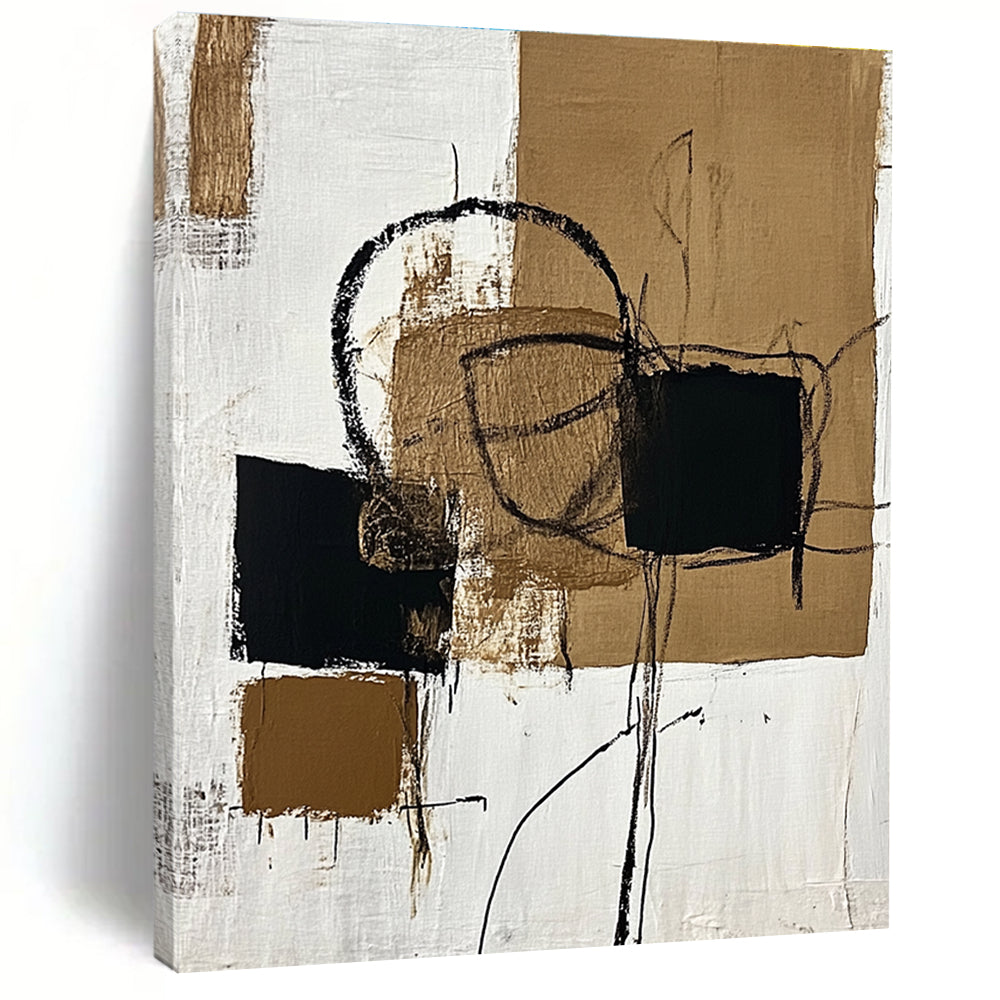 Brown and Black Abstract Marks Abstract Painting for Industrial - Chic Lofts GAB1375
