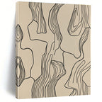 Black Line Abstract on Beige Abstract Painting with Minimalist Grace WINK268