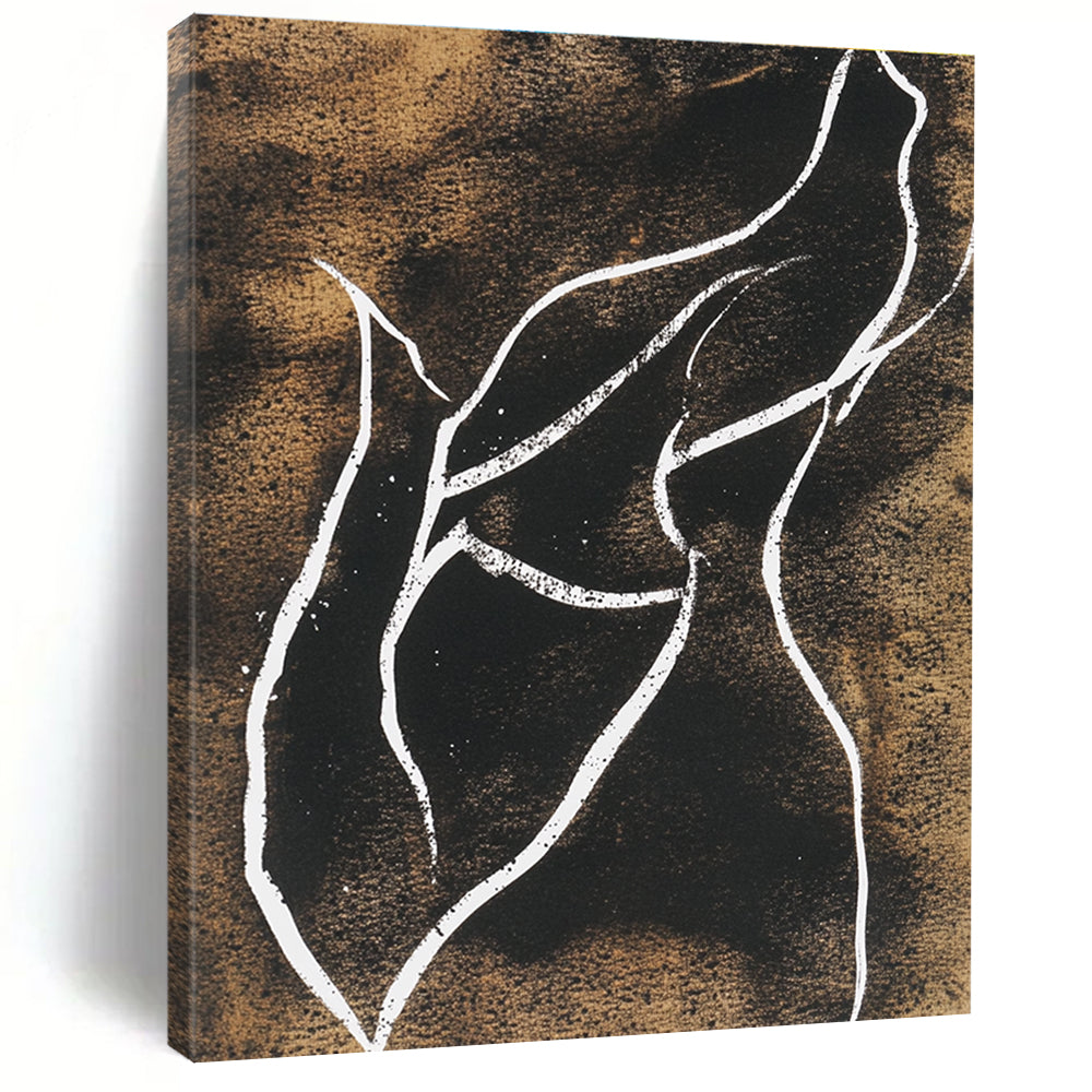Black and White Line Abstract Painting with Minimalist Grace WINK304