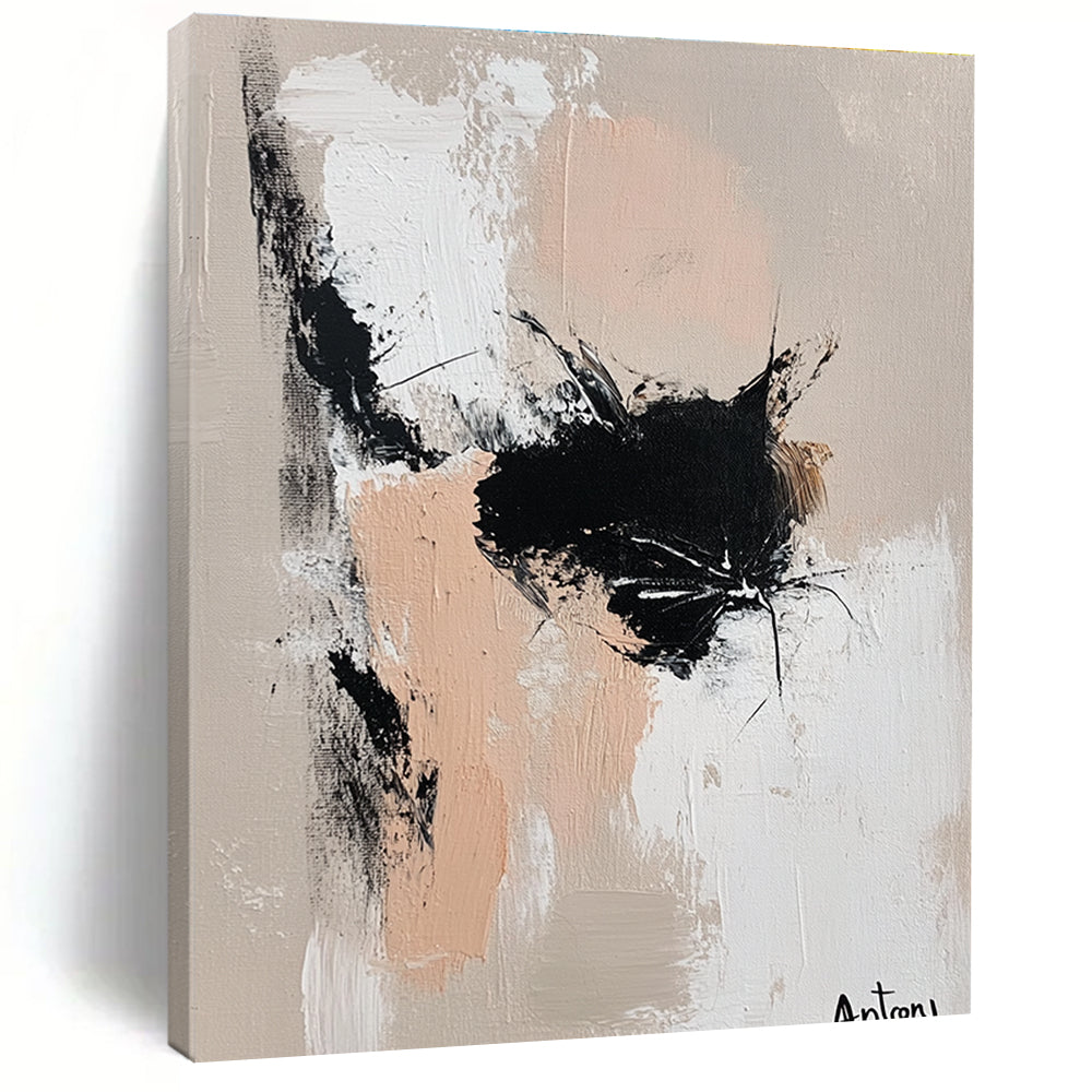 Abstract Black Cat Playful Feline Abstract Painting GAB0226