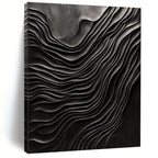 Black Wavy Textures Abstract Painting for Industrial - Chic Art Galleries GAB1328