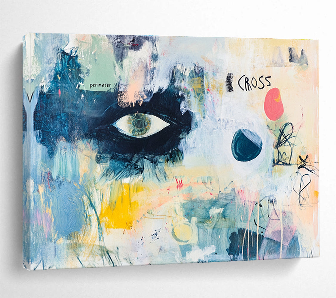 Eye - Themed Abstract Collage Painting with Thought - Provoking Visuals ABS465