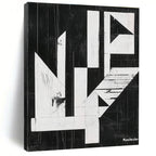 Geometric Black and White Abstract Painting of Architectural Form GAB0197