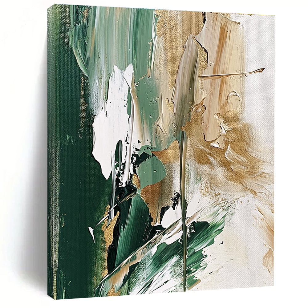 Green - Gold Abstract Painting for Nature - Themed Cafes GAB0865