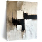 Beige Black White Abstract Painting with Timeless Simplicity WINK559